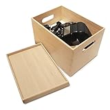 BAMOTTO Lidded Bamboo Storage Bins & Box/Cube/Basket, Home Kitchen and Office Storage Boxes with Handles & Stackable for Organizer Tableware, Clothing, Toys, Office Shelf Books, 10.2”x7.3”x6.5”