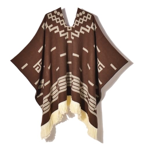 Poncho En Laine D'alpaga De Qualité Supérieure, Pull De Cowboy Occidental De Style Ethnique, Cape Unisexe Douce Et Chaude Et Durable For Costume(Burgundy)