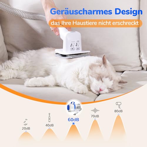 Hundeschermaschine mit Staubsauger, 12000 Pa Saugt 99.99% der Tierhaare, Leise Schermaschine für Hunde Katzen,,Hundehaarschneidemaschine mit 6 Pflegewerkzeugen, 2L Staubbehälter – Bild 6