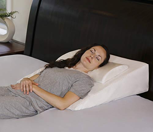 InteVision Foam Bed Wedge Pillow (28" x 25" x 7") + Headrest Pillow