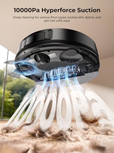 Robot Vacuum Cleaner with Mop, Bagless Robot Vacuum Cleaners UK with Self-Emptying, 10000Pa LiDAR Navigation Robotic Vacuum, Smart Mapping, Schedule, App/Alexa Control for Carpet/Pet Hair, Q20 Ultra - Image 3