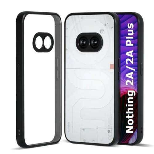 Image of REALCASE Clear Armor Case for Nothing Phone 2A / 2A Plus | Hard PC Back & Soft TPU Bumper Shockproof Protective Slim Fit Thin Cover for 5G (Black+Clear)