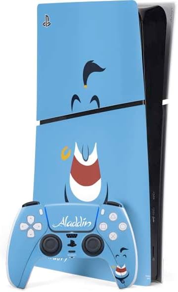 Skinit Decal Gaming Skin Compatible with PS5 Slim Digital Edition Bundle - Officially Licensed Disney Aladdin and Princess Jasmine Kiss Design