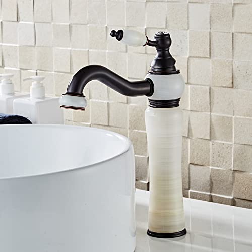 Robinet en jade rotatif eau chaude froide en cuivre noir artistique