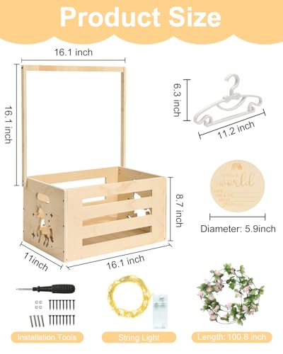 Woodenbabyshowercrateclosetbabygiftbasketwithhandlegarlandbabyannouncementsignstringlightshangerslargebabystoragecratehampernewbornwelcomegiftforpregnancy Urban Country Home Decor Wooden baby shower crate closet baby gift basket with handle garland baby announcement sign string lights hangers large baby storage crate hamper newborn welcome gift for pregnancy urban country home decor