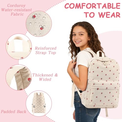 Bluboon Corduroy Laptop Bookbag for Girls