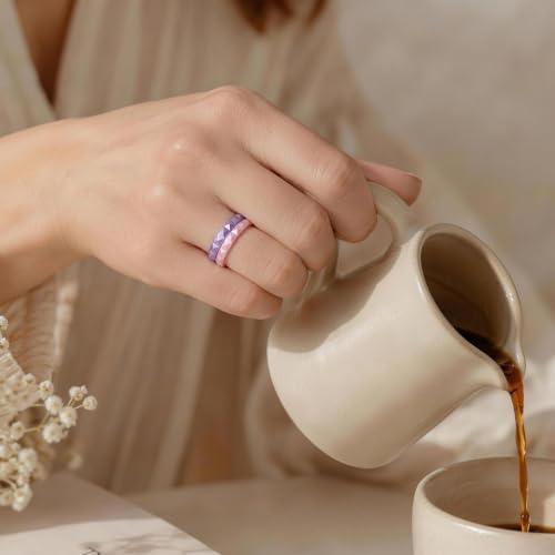 Image of Egnaro Silicone Wedding bands women, Stackable Silicone Ring style