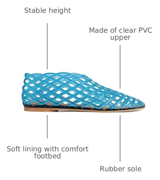 Image of Jelly Mesh Ballet Flats for Women Clear Hollow Jellies Flat Sandals Round Toe Slip On Beach Balleria Flat Shoes