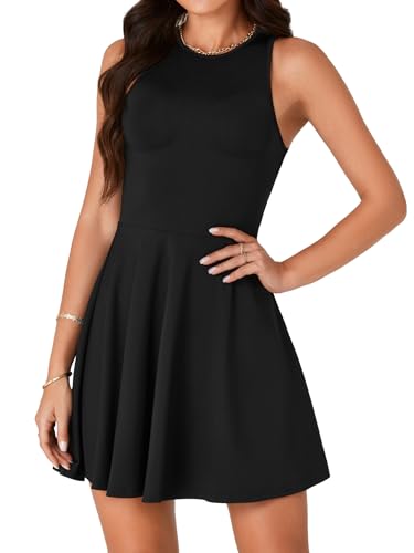 Image of LYANER Women's Tank Sleeveless Flared Hem Swing A Line Cocktail Party Mini Short Dress
