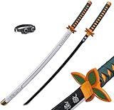 Demon Tanjiro Samurai Schwert,29 Zoll Anime Ninja Katana Cosplay Holzschwert,Für Slayer Lovers Halloween Weihnachten Geburtstag Dekorative Requisiten (Kochou Shinobu)