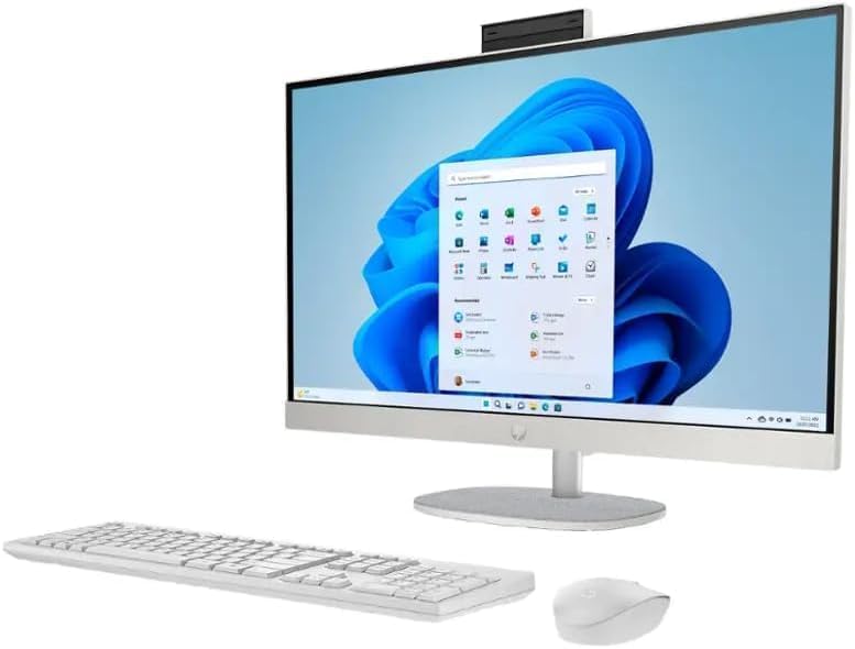 Image of HP All in One Desktop Computer Touchscreen, Intel Ultra 7-155U(Up to 4.8 GHz), 27 inch FHD IPS Touchscreen, 16 GB DDR5, 1 TB SSD, Adjustable Angle, Wi-Fi 6, Ethernet, Windows 11 Pro, W /Accessories