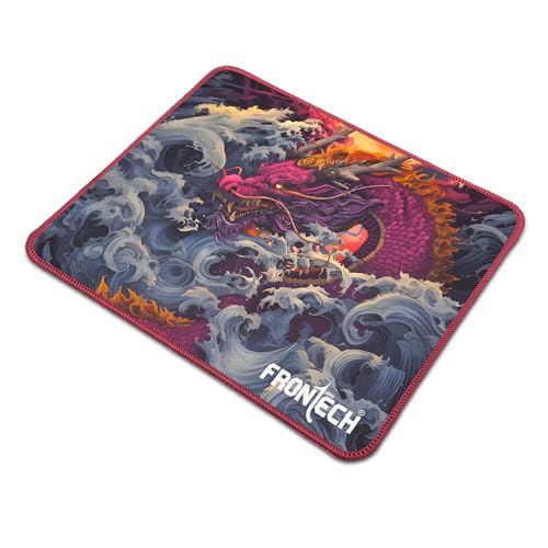 Image of FRONTECH Gaming Mouse Pad | 300mm x 250mm x 2mm | Ultra-Smooth Micro-Textured Surface | Non-Slip Rubber Base | Stitched Edges (MSP-0063 Red)