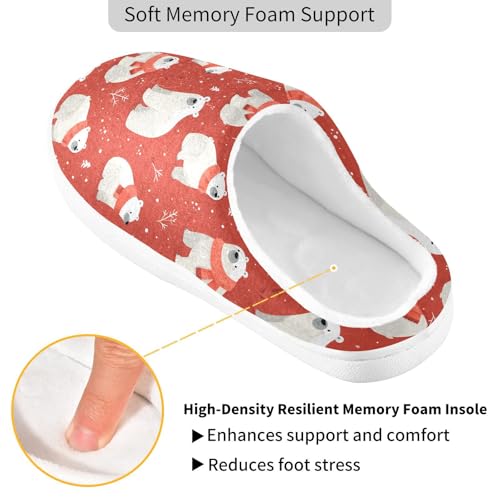 Fuzzy Memory Foam Slippers for Women/Men Arctic Bear Pattern Fluffy Winter House Shoes Indoor and Outdoor3