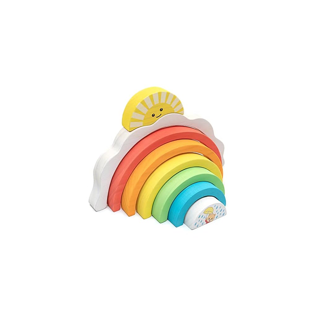 Bimi Boo Wooden Rainbow Stacking Toy Rainbow Stacker , Rainbow Blocks