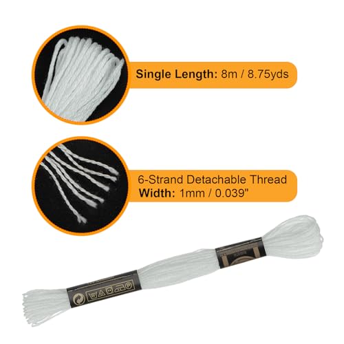 Image of HARFINGTON 12 Skeins Embroidery Floss 8.75yds(8m) Egyptian Long-Staple Cotton Cross Stitch Thread for Sewing DIY Bracelet Yarn String and Crafts, Mint Cream(6001)