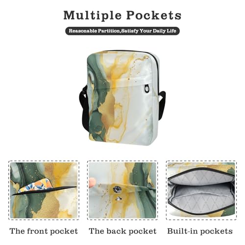 messenger bag cute crossbody bag men Shoulder Handbag For Travel Adjustable Strap for work work - Marble Yellow White2