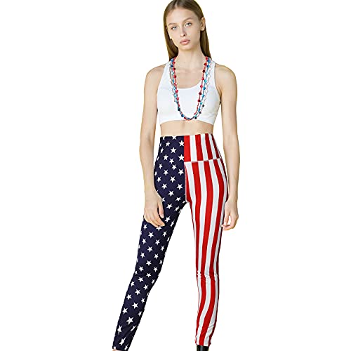 Syhood High Waist American Flag Leggings Women'S Soft Yoga Running Pants With Star Necklace  thumb #6
