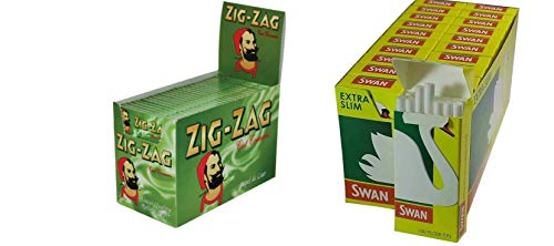 Zig ZAG Lot de 1200 feuilles à rouler et 1200 filtres Swan extra fins