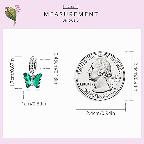 Image of MUNDELL Authentic 925 Sterling Silver Green Butterfly Charm for Original Silver DIY Bracelet or Bangle Jewelry Make Pendants
