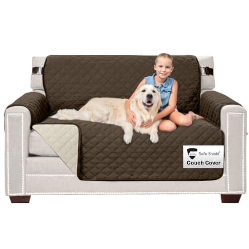 The Original SOFA SHIELD Reversible Furniture Protector, Features Elastic Strap (Loveseat: Chocolate/Beige) by Sofa Shield