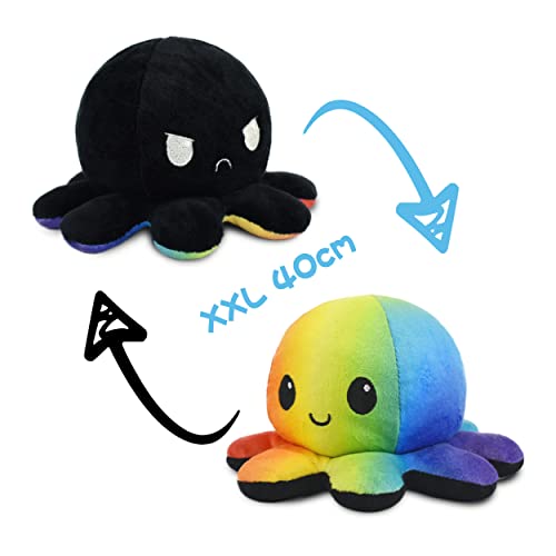 SKIPTHYBER Octopus Plüschtier | Reversible Kuscheltier | Doppelseitig Mit Gesichtern | 20cm
