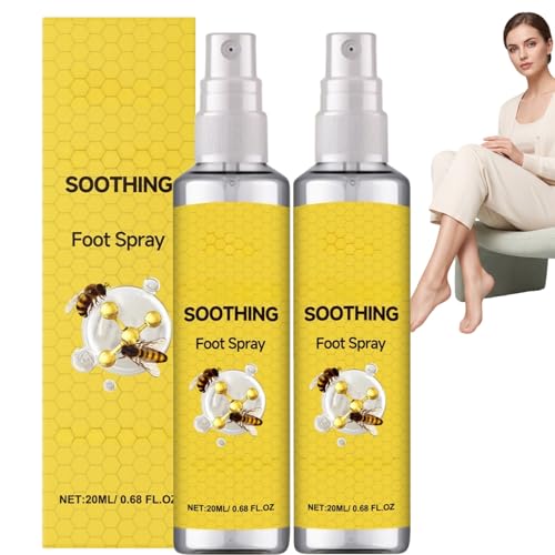 2pcs Cooling Foot Spray for Tired Feet&Heels Fast-Absorbing Moisturizing&Hydrating Spray with Peppermint&Tea Tree Oil Refreshes Odor&Relieves Dry Cracked Skin Instant Soothing Care for Smelly Feet