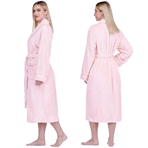 Image of PAVILIA Plush Robe for Women, Soft Fleece Long Spa Robe, Ladies Bathrobe with Pockets
