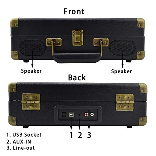 UQTE Lecteurs DVD Vintage 33/45/78 RPM Bluetooth Portable Valise Turntable Vinyle LP Record Player Aux-in Line-Out… - Les Beatles, Paul McCartney, John Lennon, RIngo Starr, George Harrison UQTE Lecteurs DVD Vintage 33/45/78 RPM Bluetooth Portable Valise Turntable Vinyle LP Record Player Aux-in Line-Out… – Image 3