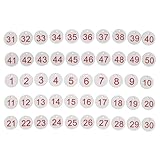TOKIDNY 50 Stück Weiße Runde Kunststoff Nummernschilder aus Abs mit Nummerierten Kleiderbügel Nummernetiketten für Garderoben und Belebte Speiselokale