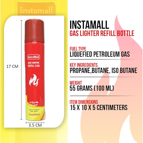 Aluminum Gas Lighter Refill Can,100 ML Pack of 2 (Red)