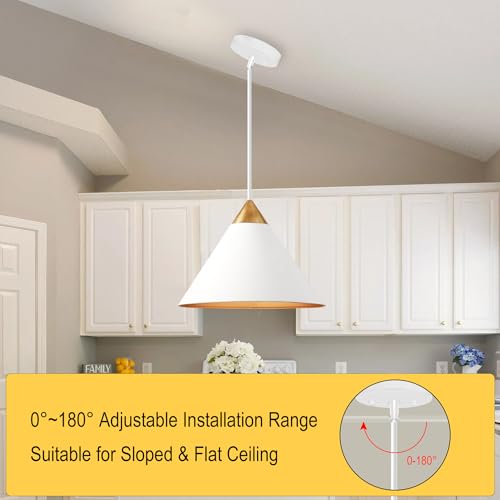 Image of 10 Pieces 12-inch M10 Threaded Extension Poles Lighting Fixture Downrods Stems & 180 Degrees Sloped Ceiling Adapter Kits for Pendant Light, Island Lighting, Chandeliers (White)