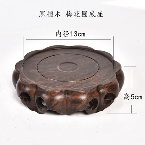 Vase rond en ébène sculpté de 13 cm, un chef-d'œuvre d'artisanat d'art pour salon chic - 3