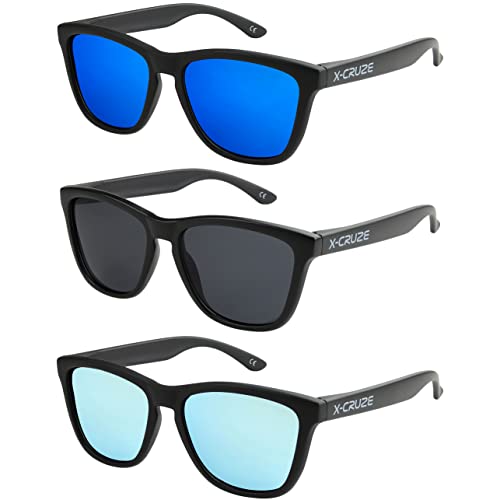 X-Cruze - Pack De 3 Gafas De Sol Polarizadas Estilo Retro Vintage Unisex Caballero Dama Hombre Mujer Gafas - Negro Mate Lw - Set 15 - X-Cruze - Pack De 3 Gafas De Sol Polarizadas Estilo Retro Vintage Unisex Caballero Dama Hombre Mujer Gafas - Negro Mate Lw - Set 15 -
