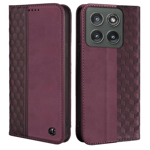 Image of Wallet Case for Motorola Edge 2025 6.7 inch - Moto Edge 2025 Flip Case [Strong Magnetic] PU Leather Folio Case with Card Holder Kickstand Protective Phone Cover - Wine red