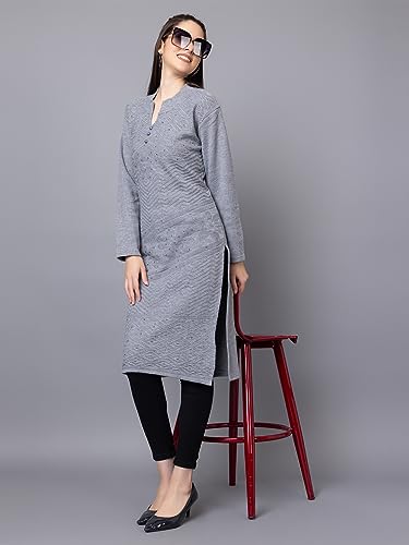 Image of Tysort Women's Winter wear Desiner Kurtas Embroidery Woolen Kurtis for Women
