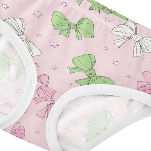 Wusikd Pink Green Bows Girls' Underwear Cotton Girls Briefs Soft Toddler Underwear 2T4