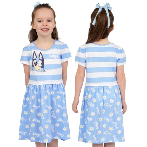 Bluey Dress 2 Pack, Girls Dresses, Short Sleeve Dresses for Girls Pack of 2, Cotton Dress for Summer2