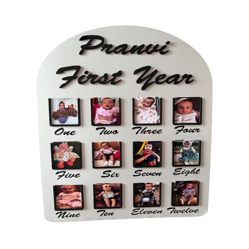 Image of HBH Baby Milestone Display Board with Name Details Memory Decor | Customized Photo Frame