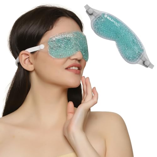 Image of Cooling Eye Gel Mask with Beads Ice Pad for Dark Circles, Redness & Puffiness Relaxing Eye Cooling Patch for Men & Women Blue pack of 1 Standard /One Size Fits Most