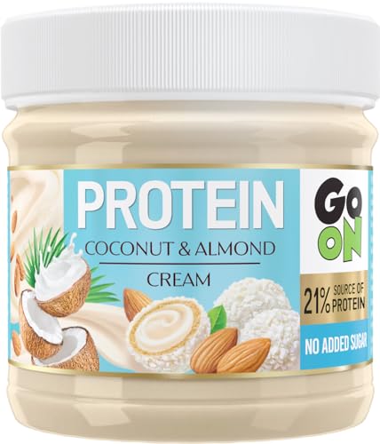 GO ON - Protein Creme Kokos-Mandel 6x180g 21% Protein Aufstrich Zuckerfrei Kokoscreme Aufstrich Fitness Lebensmittel Ohne Palmöl