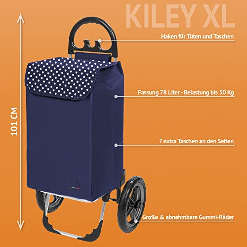Einkaufstrolley XXL Kiley mit großen Rädern in blau mit 78L - extra großer Einkaufsroller Einkaufshilfe Trolli 50kg… – Bild 3