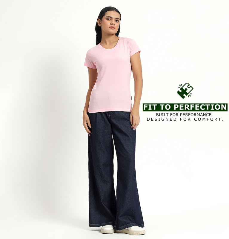 Image of Sleepynuts Women's Plain Round Neck Regular Fit Half Sleeve Cotton T Shirt