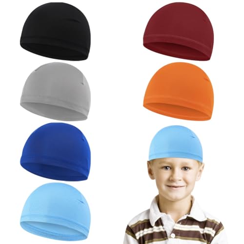 Besforta 6 gorras de calavera refrescantes para niños y jóvenes, para ciclismo, forro de casco, gorra deportiva absorbente para correr, Colores frescos, 2-8