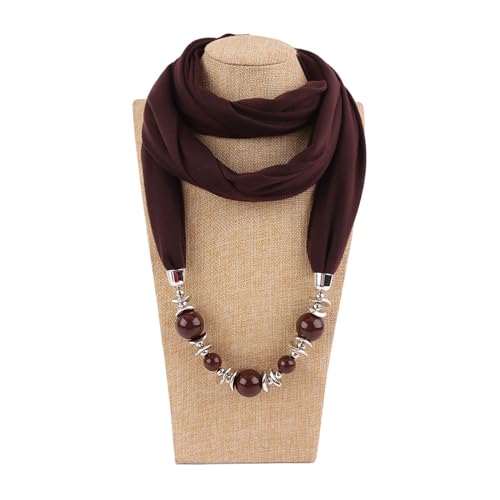 Vintage Scarf for Women Imitation Pearls Pendant With Necklace Soft Winter Neck Wrap Scarves3