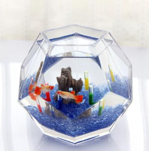 Ambety 小型家庭用ガラス金魚鉢 ベタ水槽景観付き一体型水槽 デスクトップ個性 リビングデコレーション 魚不含みミニ水族館 クリエイティブガラス (M-トランペット)