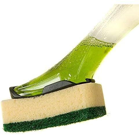 Sponge Dishwashing Wand Soap Dispensing Washing Up Scrubber Spare Head With A Tough Scouring Pad Reusable Household Cleaning Sponge Use For Kitchen Sink Cleaning Brush Bathroom Cleaner Cover