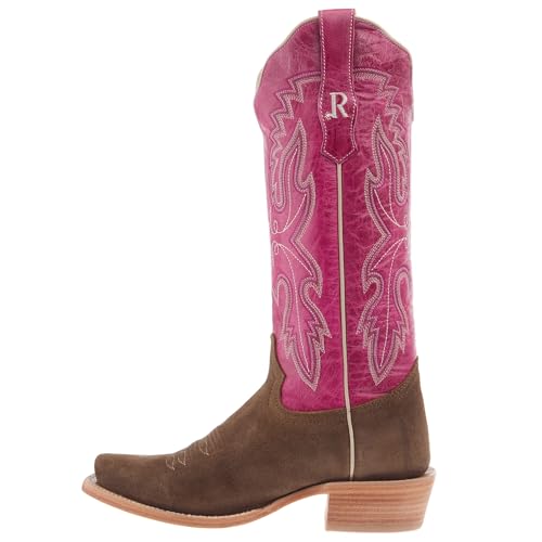Women's Cider Brown Rough Out 13 In Fushsia Top Cowgirl Boot2