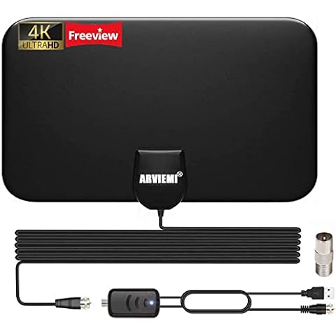 TV Aerial, Indoor TV Aerial, Over 120+Miles Long Range Access Freeview TV Aerial- Support 4K 1080P HD/VHF/UHF Freeview Channels for All Types Built-in Tuner Home Smart Television/Radio Cover