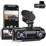 3 Channel Dash Cam Built-in WiFi GPS, 4K+1080P Dual Dash Cam, 1440P+1080P+1080P Front Inside/Cabin Rear Triple Dash Camera Driving Recorder for Car w/IR Night Vision Parking Mode Loop Recording WDR