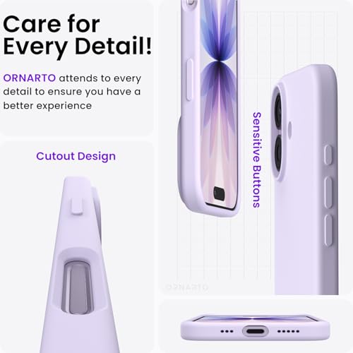 ORNARTO Coque pour iPhone 17 Silicone - Lavande – vue 5